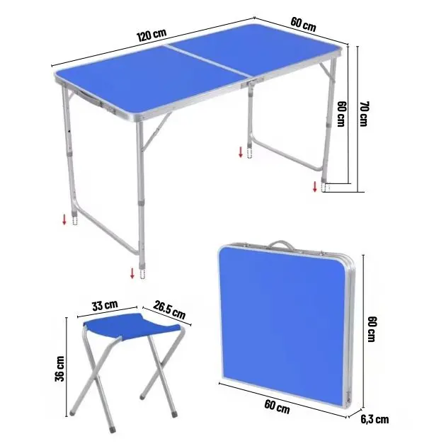 CampMate™ zložljiva aluminijasta miza za kampiranje s 4 stoli