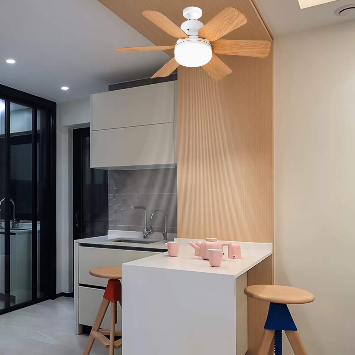 LightFlower™ leseni stropni ventilator LED (vtičnica E27)