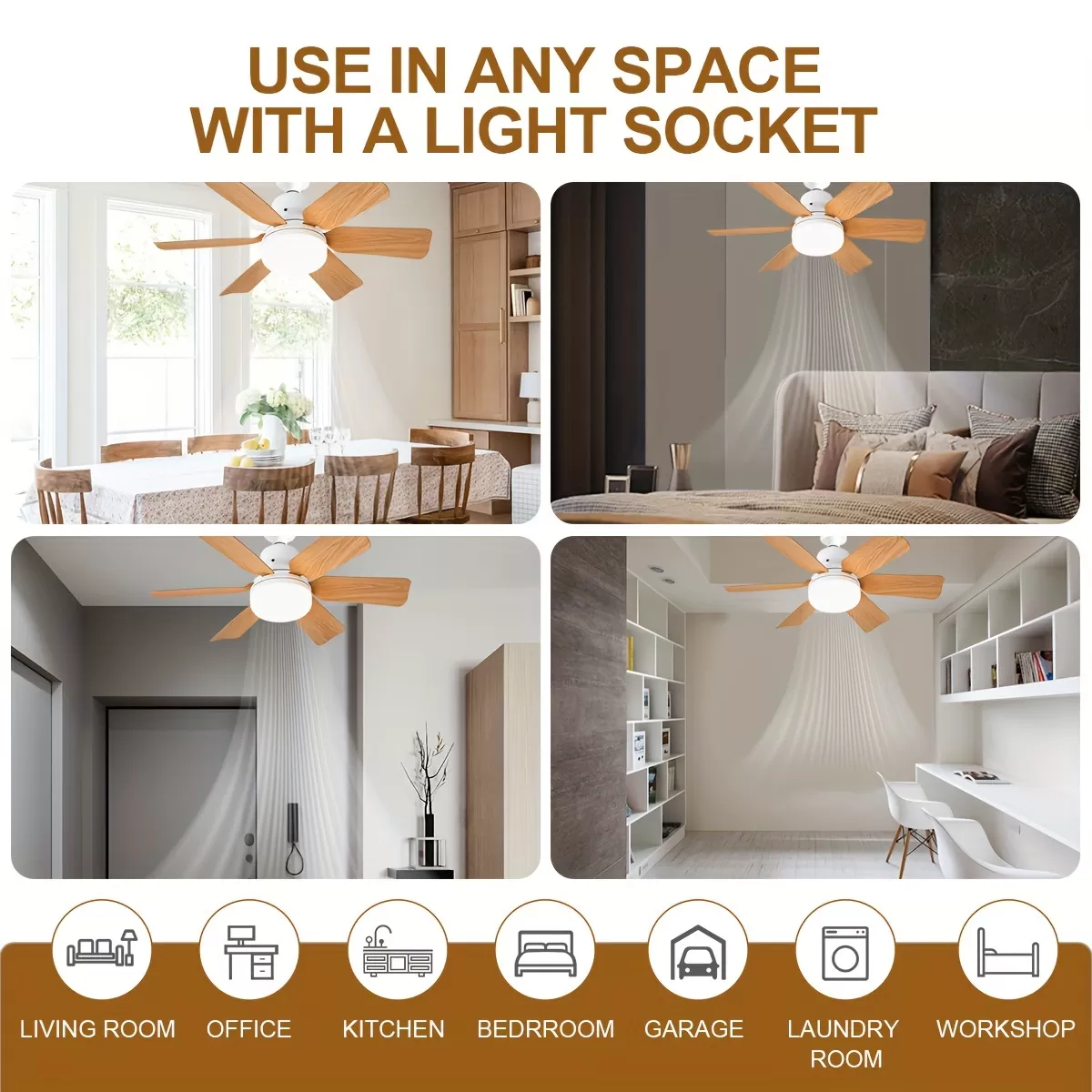 LightFlower™ leseni stropni ventilator LED (vtičnica E27)