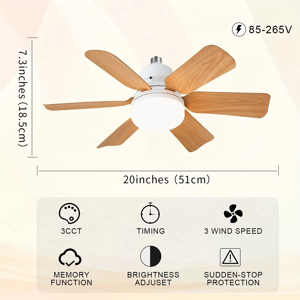 LightFlower™ leseni stropni ventilator LED (vtičnica E27)