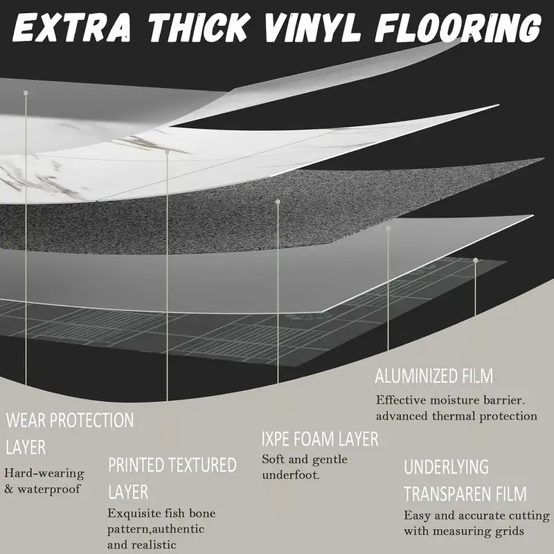 MarbleLux™ samolepilne talne nalepke z marmor­nim vzorcem - 10m x 60cm (6m²)