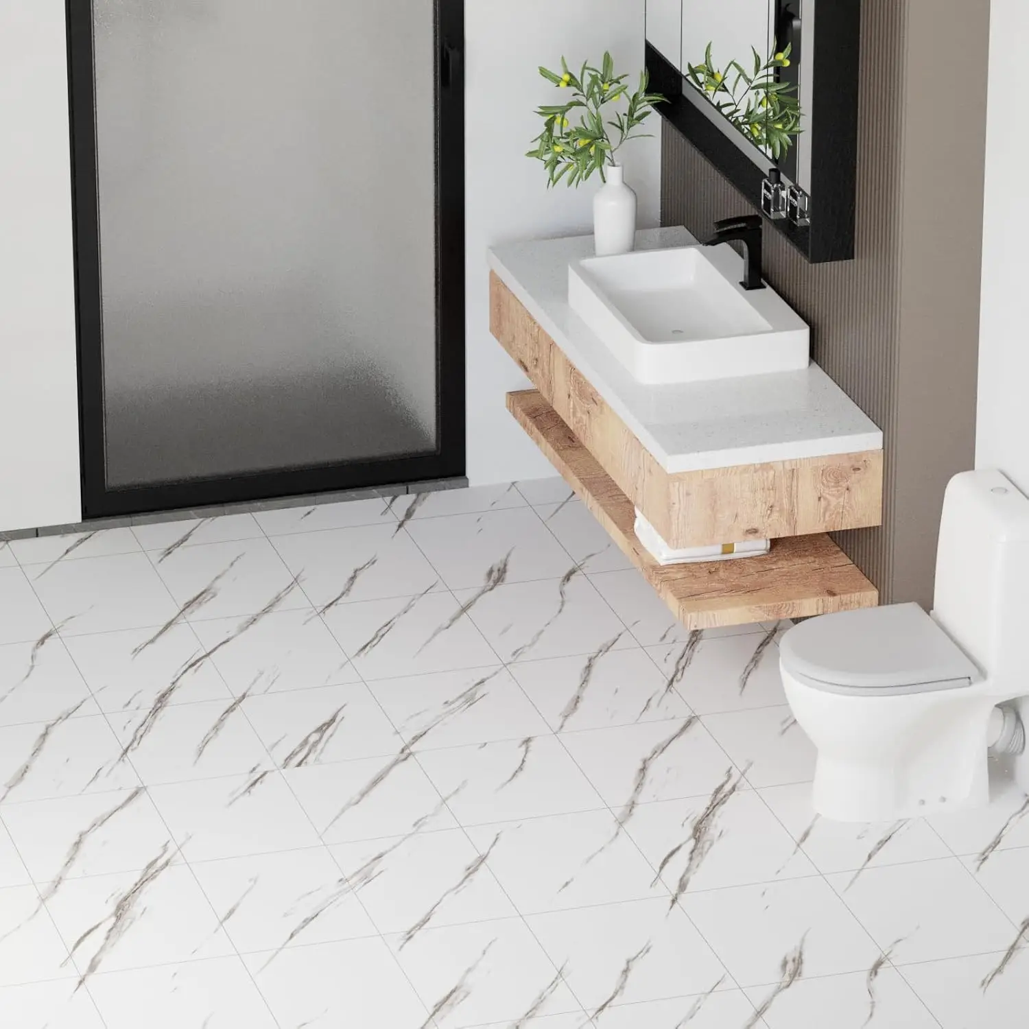MarbleLux™ samolepilne talne nalepke z marmor­nim vzorcem - 10m x 60cm (6m²)