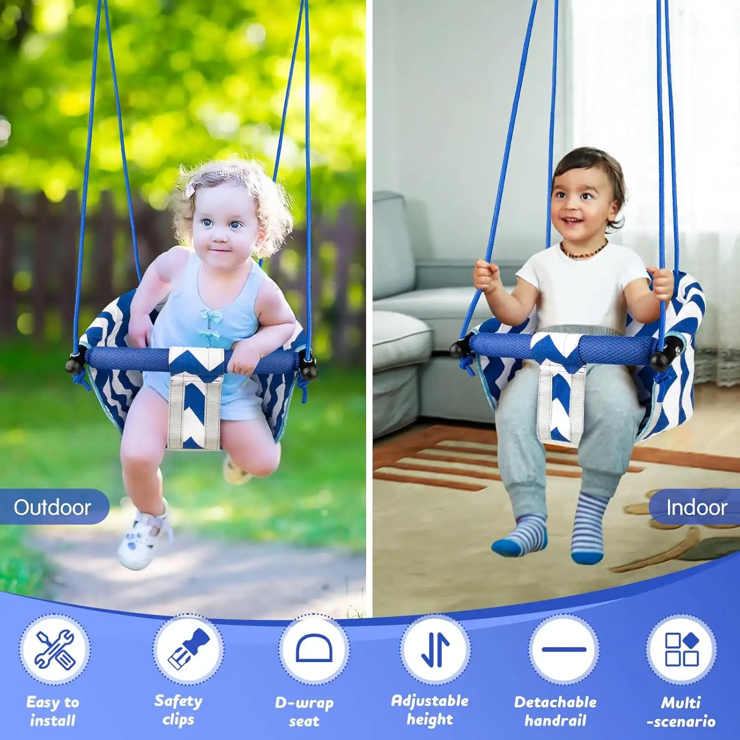SwingJoy™ viseča otroška gugalnica z napenjalno palico