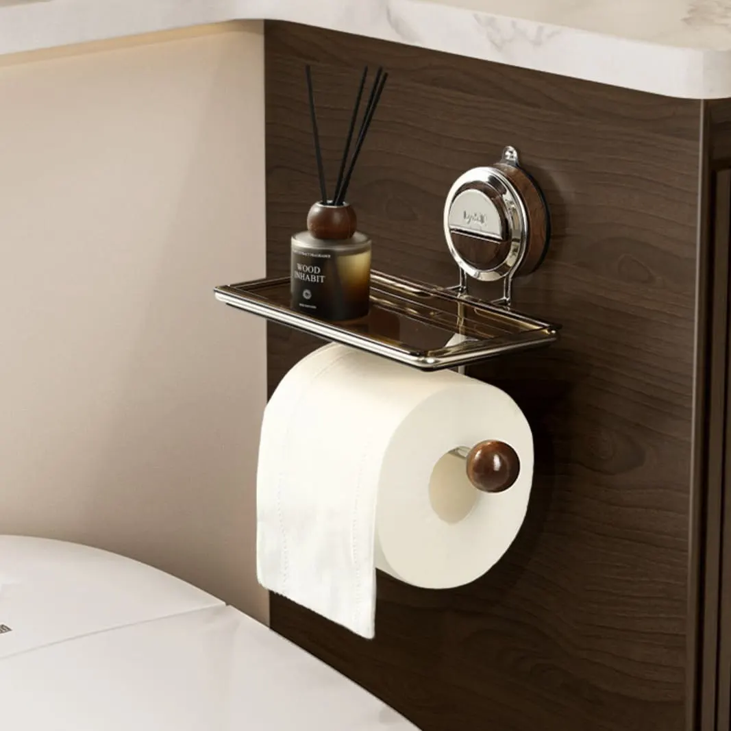 VeloraLuxe™ držalo za toaletni papir z vakuumskim priseskom in polico